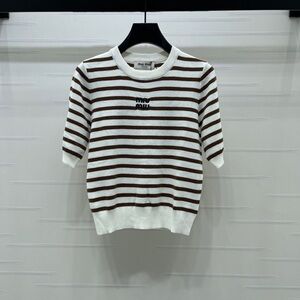 MiU MiU Striped Short-Sleeved Knit Shirt